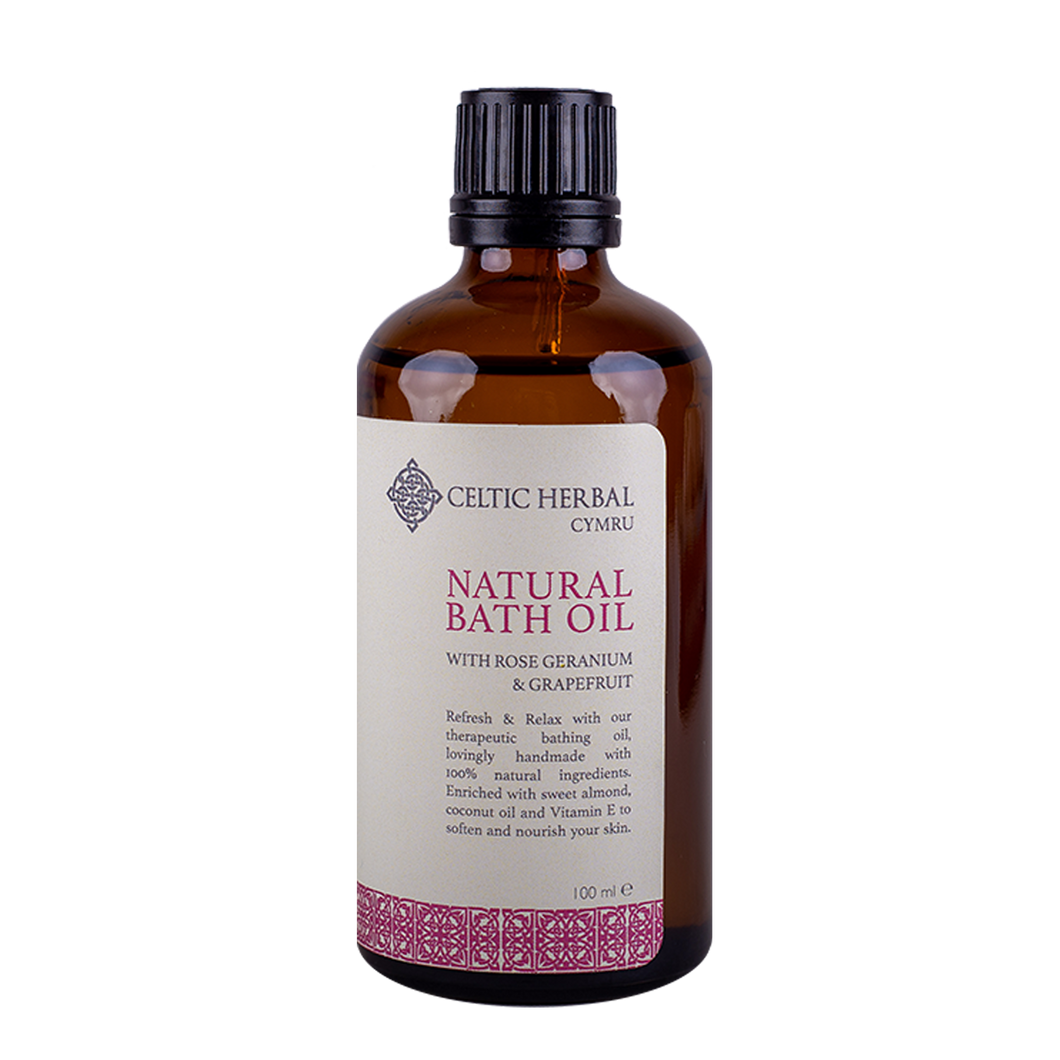 Celtic Herbal - Natural Bath Oil with Rose Geranium & Grapefruit 100ml